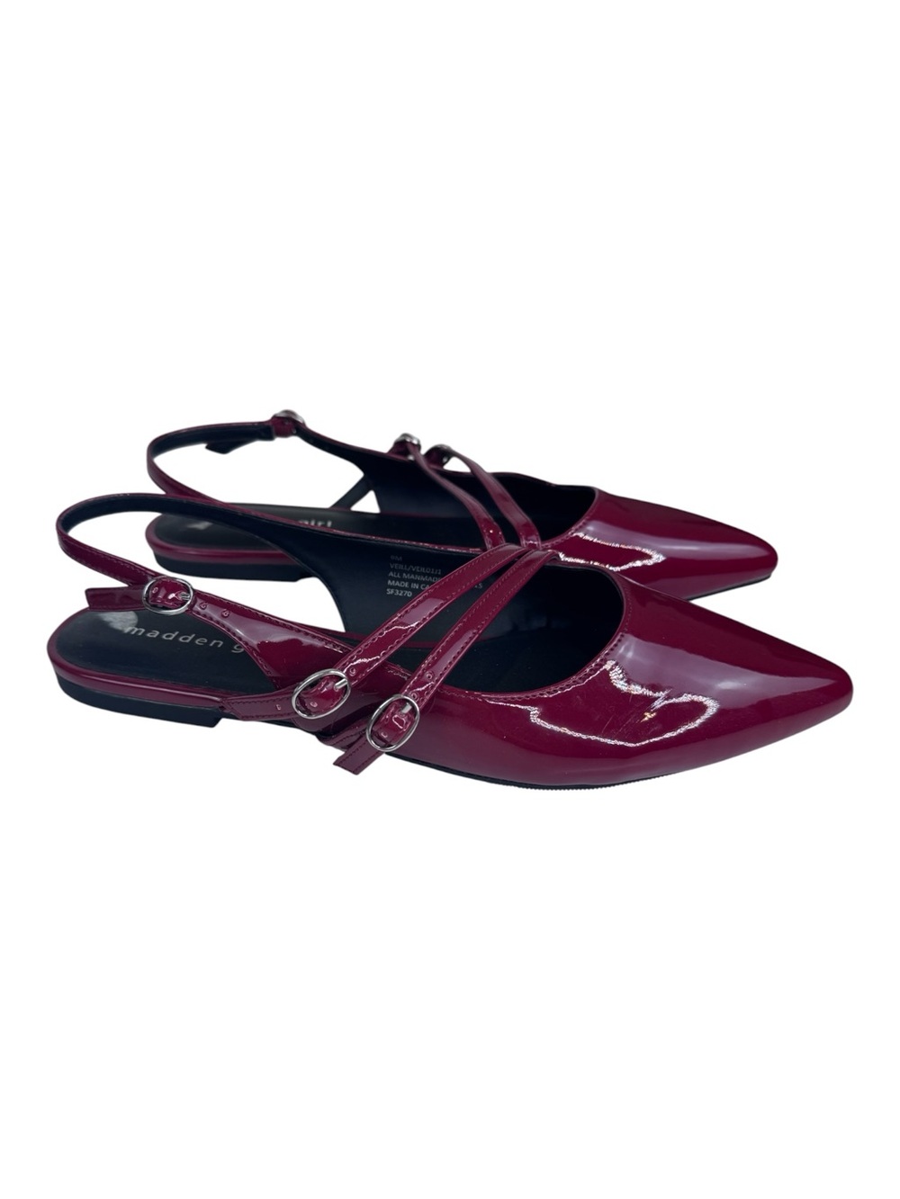 Madden Girl Veill glossy burgundy patent slingback flats pointed toe NEW size 9
